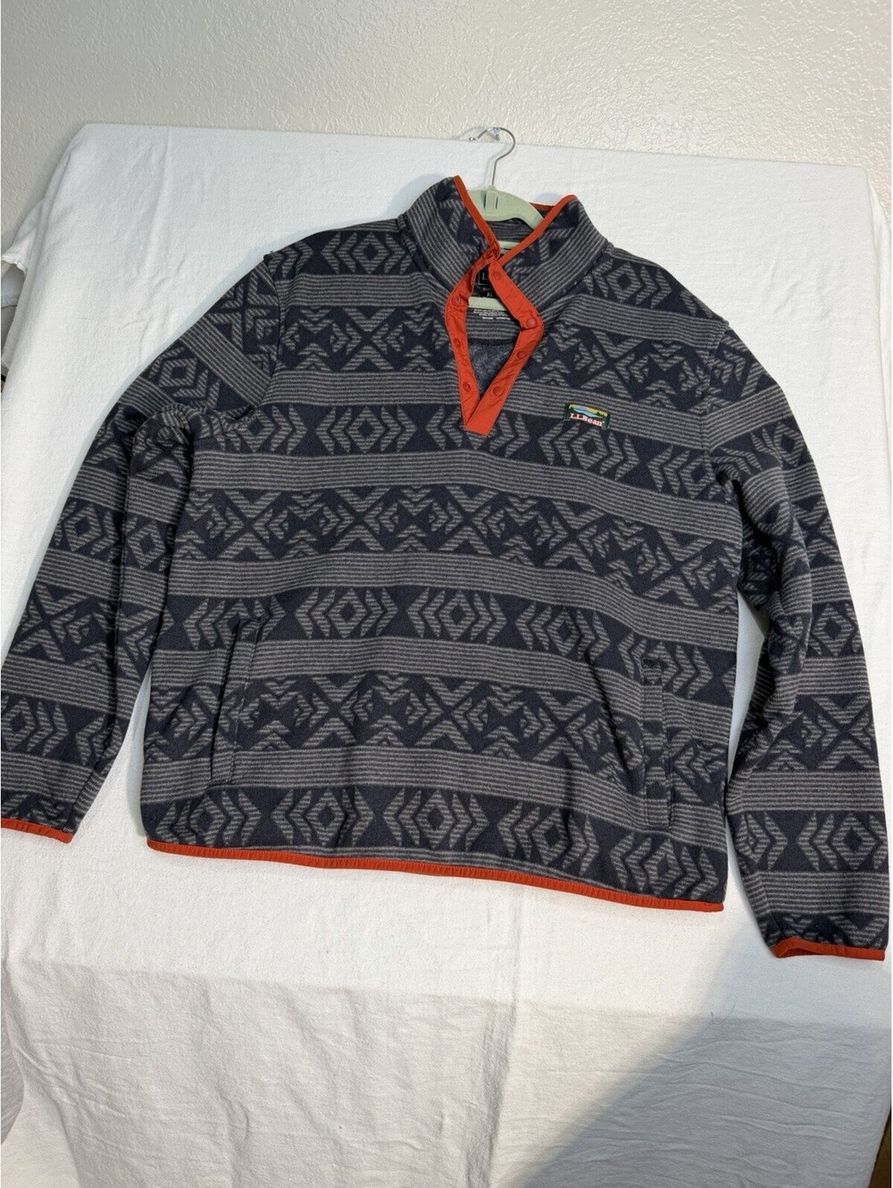 L.L. Bean Men’s Fleece Pullover Grey Pattern Size XL
